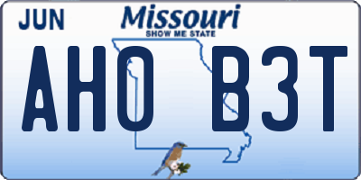 MO license plate AH0B3T