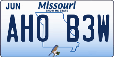 MO license plate AH0B3W