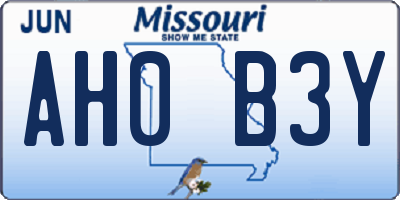 MO license plate AH0B3Y