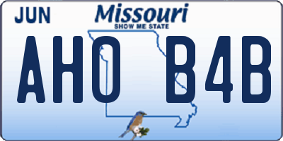 MO license plate AH0B4B