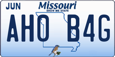 MO license plate AH0B4G