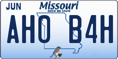 MO license plate AH0B4H