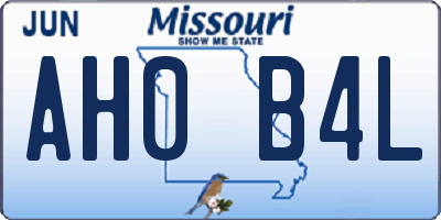 MO license plate AH0B4L