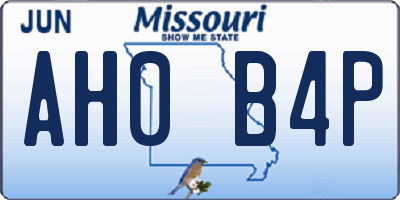 MO license plate AH0B4P