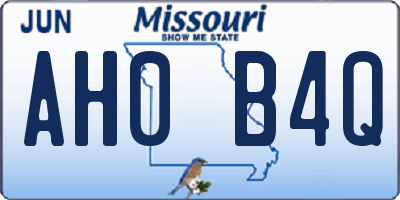 MO license plate AH0B4Q