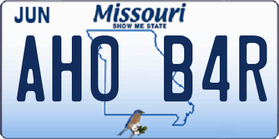 MO license plate AH0B4R
