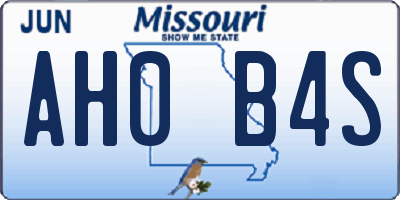 MO license plate AH0B4S