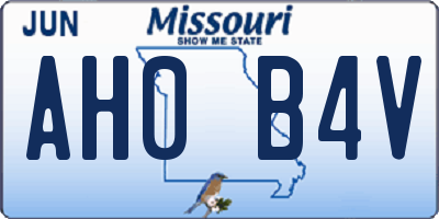 MO license plate AH0B4V