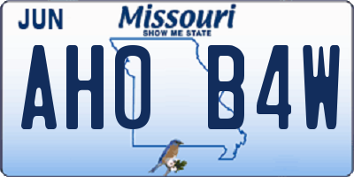 MO license plate AH0B4W