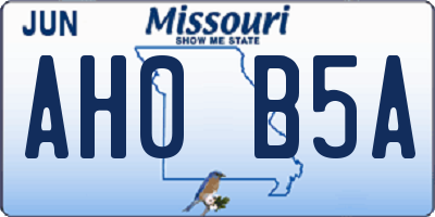 MO license plate AH0B5A