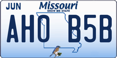 MO license plate AH0B5B