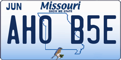 MO license plate AH0B5E