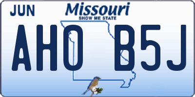 MO license plate AH0B5J