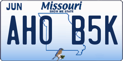 MO license plate AH0B5K