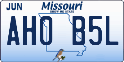 MO license plate AH0B5L