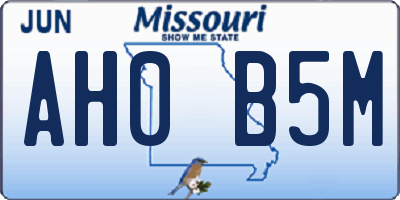 MO license plate AH0B5M