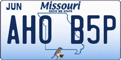 MO license plate AH0B5P