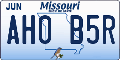 MO license plate AH0B5R