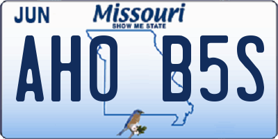 MO license plate AH0B5S