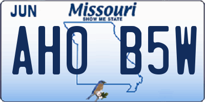 MO license plate AH0B5W