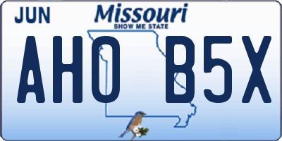 MO license plate AH0B5X