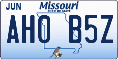 MO license plate AH0B5Z