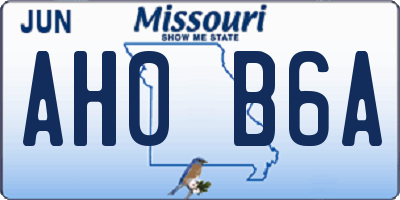 MO license plate AH0B6A