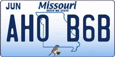 MO license plate AH0B6B