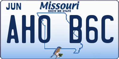 MO license plate AH0B6C