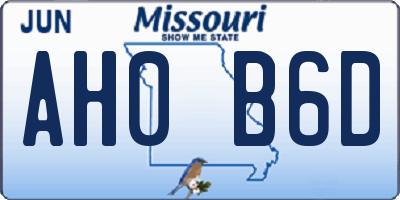 MO license plate AH0B6D