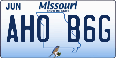MO license plate AH0B6G