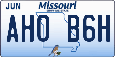 MO license plate AH0B6H