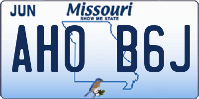 MO license plate AH0B6J