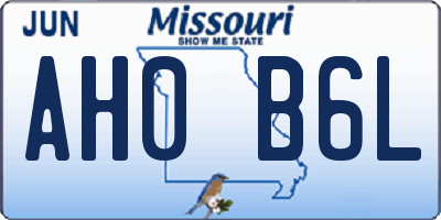 MO license plate AH0B6L