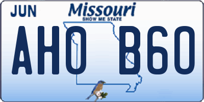 MO license plate AH0B6O