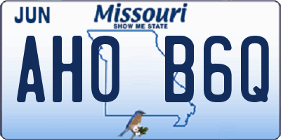 MO license plate AH0B6Q