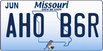 MO license plate AH0B6R