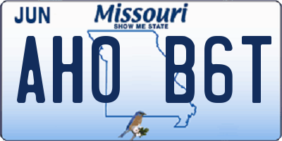 MO license plate AH0B6T