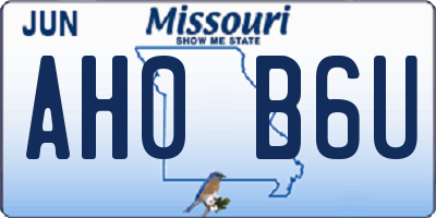 MO license plate AH0B6U