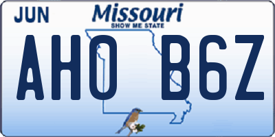 MO license plate AH0B6Z