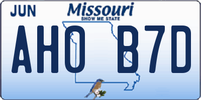 MO license plate AH0B7D