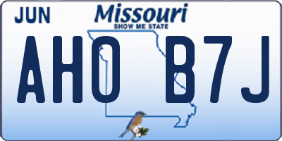 MO license plate AH0B7J