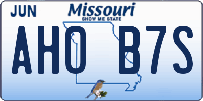 MO license plate AH0B7S