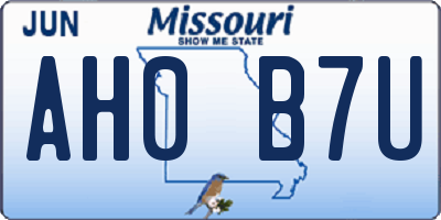 MO license plate AH0B7U