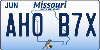 MO license plate AH0B7X