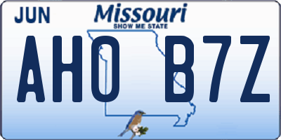 MO license plate AH0B7Z