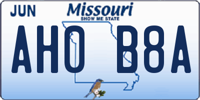 MO license plate AH0B8A