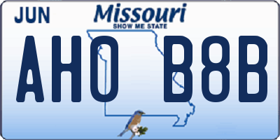 MO license plate AH0B8B