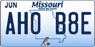 MO license plate AH0B8E