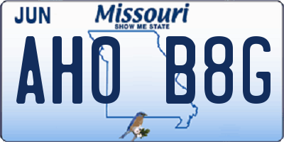 MO license plate AH0B8G